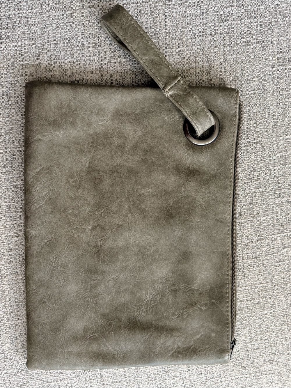 Men's Olive Green Leather Wristlet Clutch